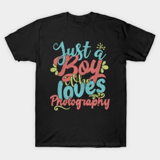 Just A Boy Who Loves Photography Gift graphic T-Shirt